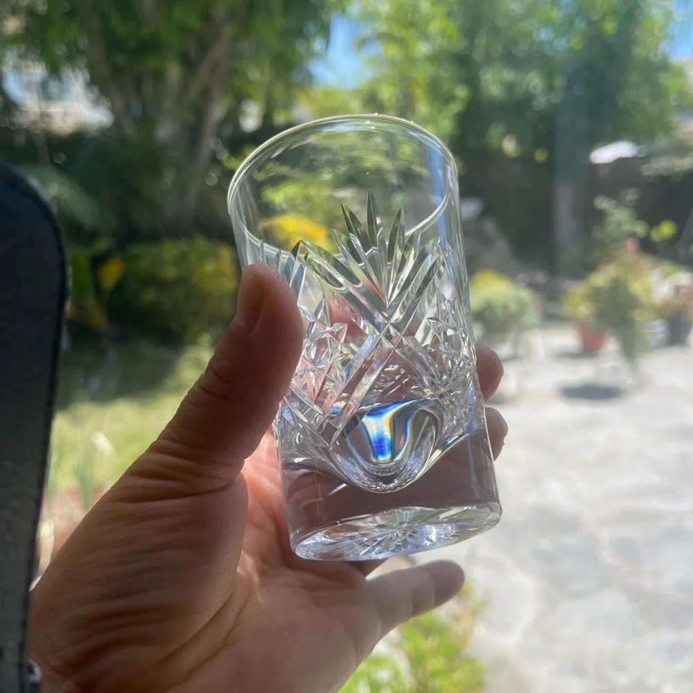 Vintage Set of 4 Webb England crystal St Andrews whiskey glasses signed